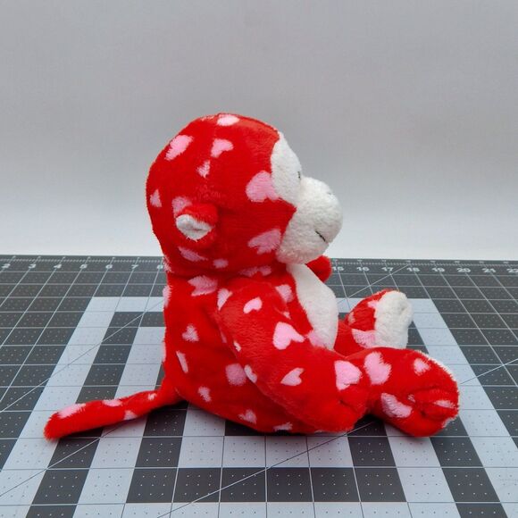TY Pluffies Harts Red White Monkey Plush Pink Hearts Stuffed Animal 2006 TyLux - Picture 4 of 10